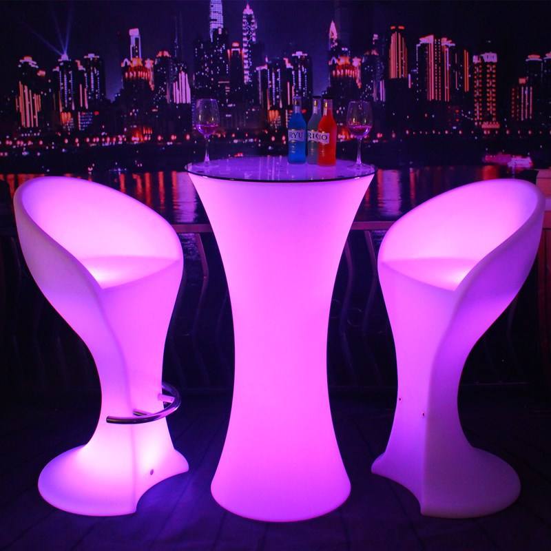 Mesa led cuadrada, muebles de Bar iluminados modernos, mesas y sillas para club nocturno, mesa de Bar con luz Led divertida