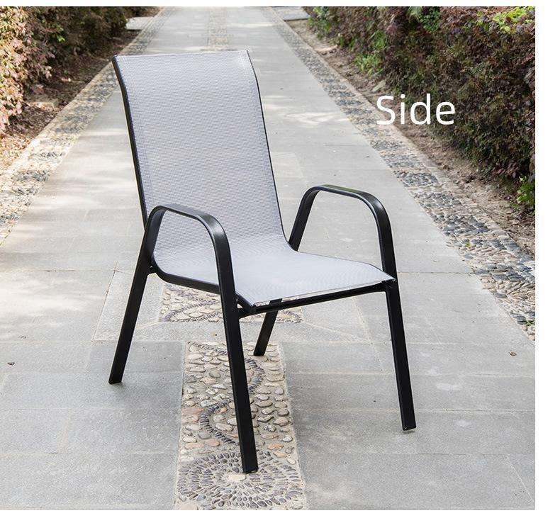 Silla apilable con respaldo alto para ocio al aire libre, silla individual de hierro forjado, Sillas de malla para Patio, balcón, cafetería