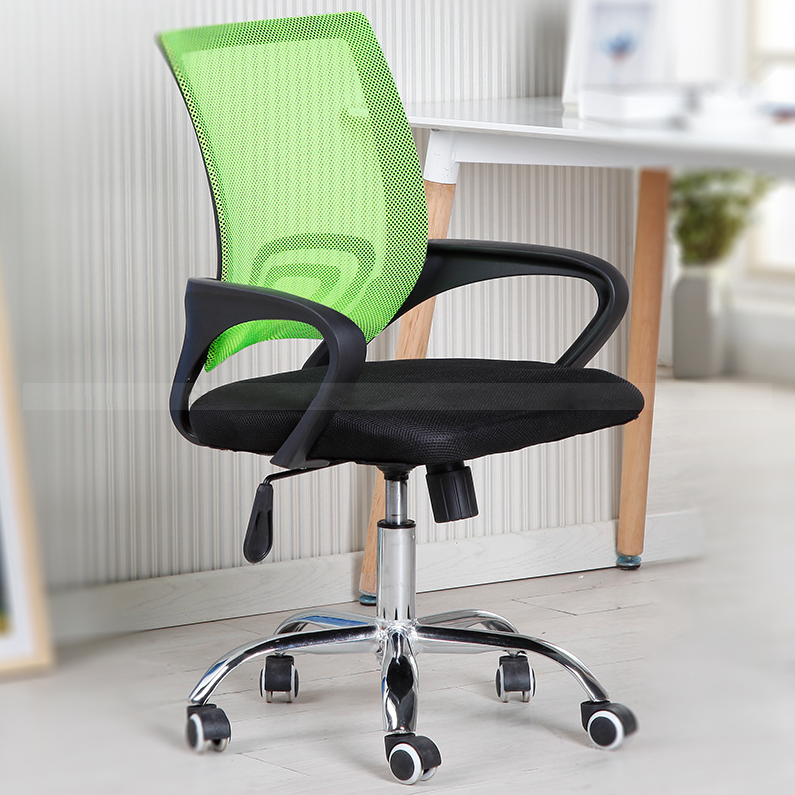 Silla de escritorio con respaldo medio, silla ergonómica de malla para computadora, silla ejecutiva giratoria de altura ajustable con reposabrazos de soporte lumbar