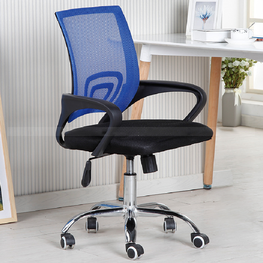 Silla de escritorio con respaldo medio, silla ergonómica de malla para computadora, silla ejecutiva giratoria de altura ajustable con reposabrazos de soporte lumbar