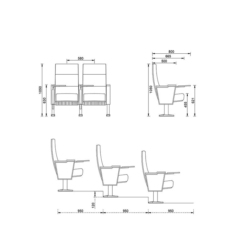 Silla apilable, duradera, cómoda, de alta calidad, para iglesia, auditorio, cine