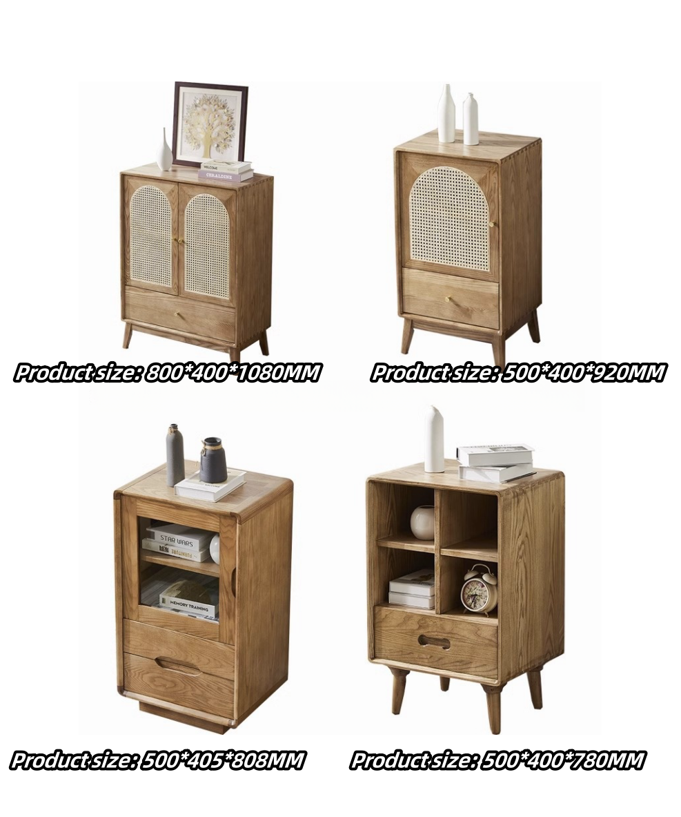 Venta al por mayor, tablero de madera de diseño nórdico, cajón Tallboy, mesa consola de ratán Real, gabinetes de madera, gabinete lateral de ratán de madera de fresno