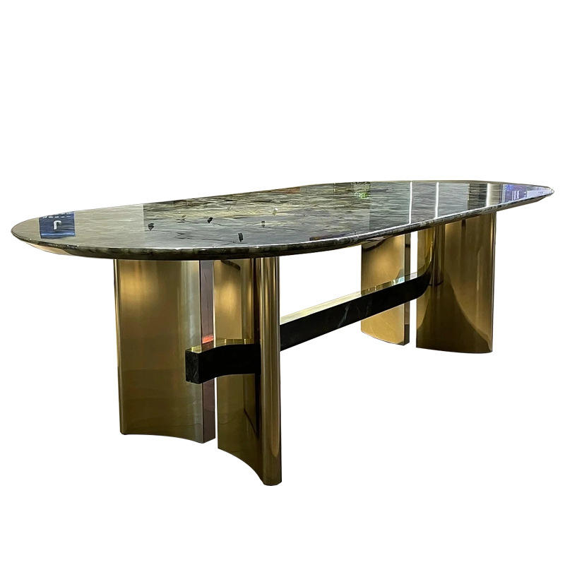 Venta al por mayor, mesa de comedor con patas de acero inoxidable creativa a la moda, muebles de comedor, mesa de mármol, mesa de cena, mesas de piedra Jade