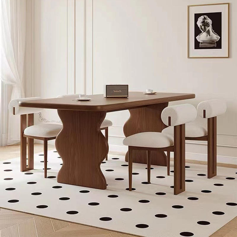 Mesa de comedor de estilo Retro francés, juego de sillas y mesa de comedor de madera maciza Rectangular, mesa de comedor comercial