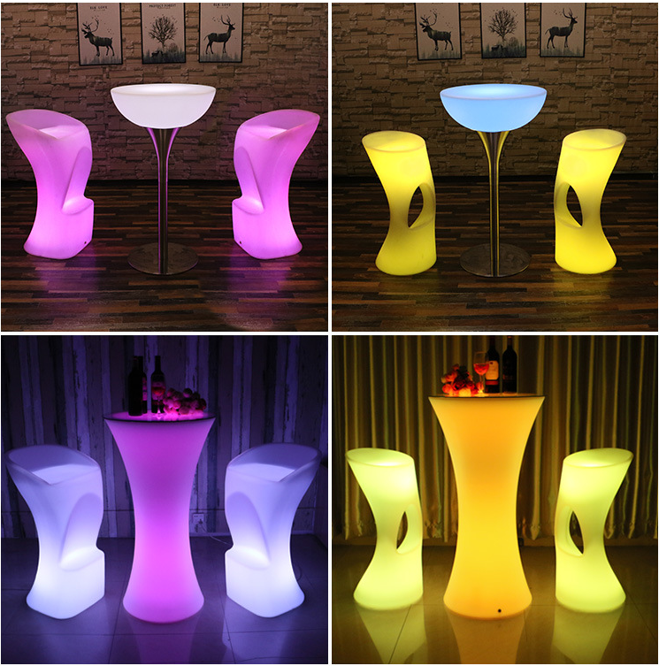 Asiento de cubo iluminado de plástico, bar al aire libre, club nocturno, silla de cubo led, luz con control remoto, batería recargable que cambia de color rgb