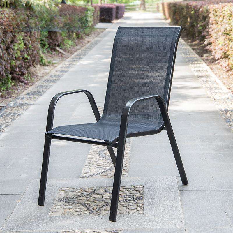 Silla apilable con respaldo alto para ocio al aire libre, silla individual de hierro forjado, Sillas de malla para Patio, balcón, cafetería