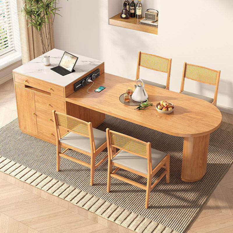 Mesa de comedor de madera maciza, escritorio multifuncional y silla, combinación de losa de roca, mesas de comedor cuadradas