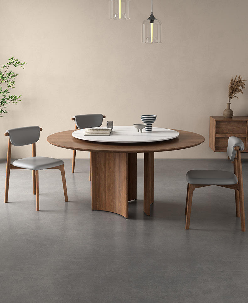 Muebles de comedor modernos, mesa de madera de nogal, mesa de comedor de madera redonda de lujo, 8 plazas para restaurante de Hotel