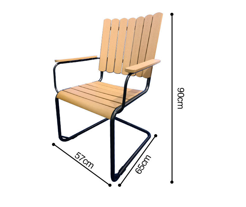 Mobiliario comercial para exteriores, juego de sillas y mesa de comedor, marco de Metal, silla de madera y plástico, Sillas de jardín, Mesas de patio