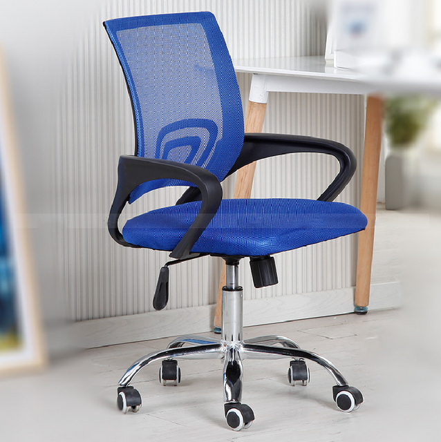 Silla de Oficina Silla de Escritorio con Soporte Lumbar Giratorio con Respaldo Medio, Silla de Malla ergonómica para computadora con reposabrazos (Azul)