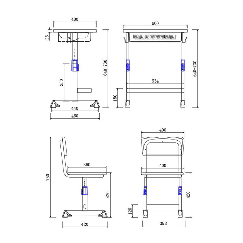 Mobiliario escolar, mesa de dos plazas, asiento ajustable, escritorio y silla para estudiantes, juegos personalizables, sillas apilables, juegos de aula