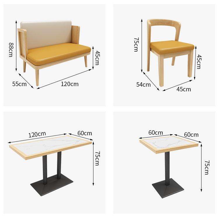 Tema restaurante cabina sofá madera maciza mármol roca pizarra mesa y silla combinación muebles comerciales Mesas Sillas conjunto de cabina