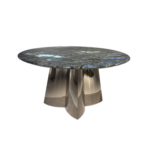 Venta al por mayor, mesa de comedor con patas de acero inoxidable creativas de lujo de Jade, muebles de comedor, mesa de mármol, mesa de cena, mesasJade s