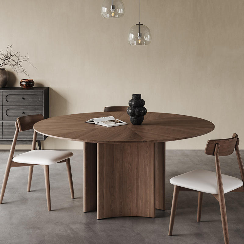 Muebles de comedor modernos, mesa de madera de nogal, mesa de comedor de madera redonda de lujo, 8 plazas para restaurante de Hotel